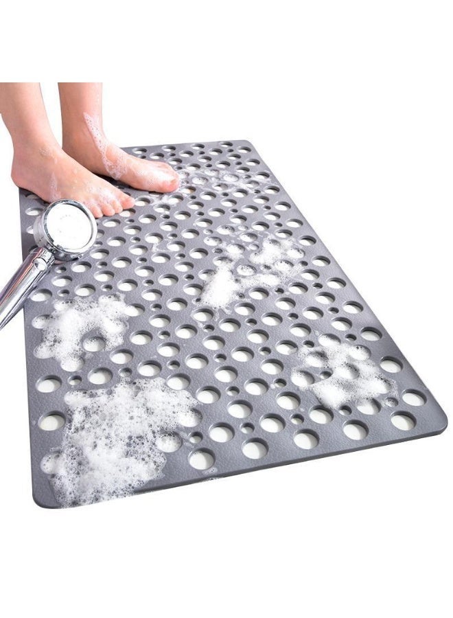Bathroom Mat Non Slip Anti Mould with Large Drain Holes, Plastic Bath Carpet with Strong Suction Cups, Anti Slip Shower Mat Soft TPE Bathtub Accessories for Machine Washable, 76*43cm Grey - Image 1